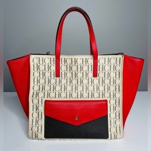 Carolina Herrera - Authentic Leather Tote Bag - Multicolor Signature -Collection